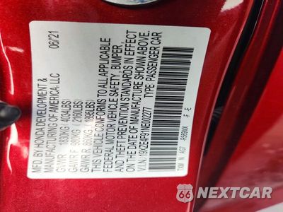 Zdjęcie 12 z 12 samochodu: 2022 HONDA INSIGHT TOURING VIN:19XZE4F91NE002277 - miniatura