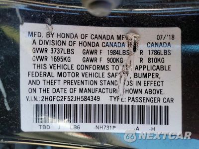 Zdjęcie 12 z 12 samochodu: 2018 HONDA CIVIC LX VIN:2HGFC2F52JH584349 - miniatura