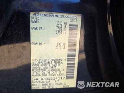 Zdjęcie 12 z 12 samochodu: 2014 NISSAN ALTIMA 2.5 VIN:1N4AL3AP4EN214112 - miniatura