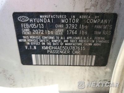 Zdjęcie 12 z 12 samochodu: 2013 HYUNDAI ELANTRA LIMITED VIN:KMHDH4AE5DU787615 - miniatura