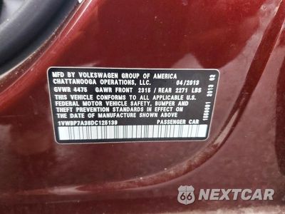 Zdjęcie 12 z 12 samochodu: 2013 VOLKSWAGEN PASSAT SE VIN:1VWBP7A38DC125139 - miniatura
