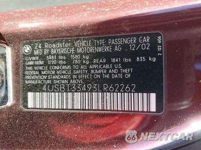 Zdjęcie 12 z 12 samochodu: 2003 BMW Z4 2.5 VIN:4USBT33493LR62262 - miniatura