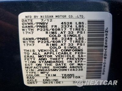 Zdjęcie 13 z 13 samochodu: 2013 NISSAN ROGUE S VIN:JN8AS5MV2DW104238 - miniatura
