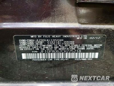 Zdjęcie 14 z 14 samochodu: 2012 SUBARU IMPREZA LIMITED VIN:JF1GPAG62CH225218 - miniatura