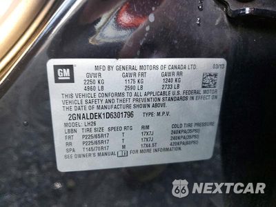 Zdjęcie 13 z 13 samochodu: 2013 CHEVROLET EQUINOX LT VIN:2GNALDEK1D6301796 - miniatura