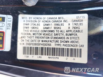 Zdjęcie 12 z 12 samochodu: 2015 HONDA CIVIC LX VIN:2HGFG3B50FH530765 - miniatura