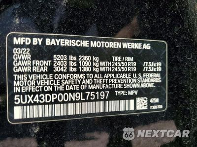 Zdjęcie 13 z 13 samochodu: 2022 BMW X3 SDRIVE30I VIN:5UX43DP00N9L75197 - miniatura