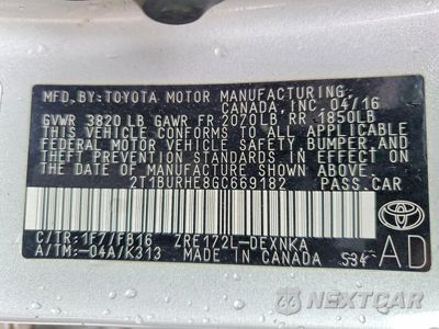 Zdjęcie 12 z 12 samochodu: 2016 TOYOTA COROLLA LE VIN:2T1BURHE8GC669182 - miniatura