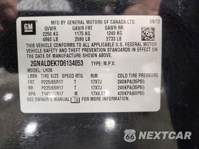 Zdjęcie 12 z 12 samochodu: 2013 CHEVROLET EQUINOX LT VIN:2GNALDEK7D6134053 - miniatura