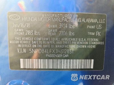 Zdjęcie 12 z 12 samochodu: 2018 HYUNDAI ELANTRA SEL VIN:5NPD84LFXJH312851 - miniatura