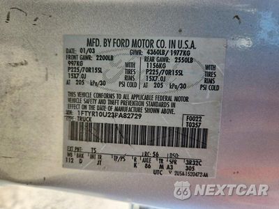 Zdjęcie 12 z 12 samochodu: 2003 FORD RANGER VIN:1FTYR10U23PA82729 - miniatura