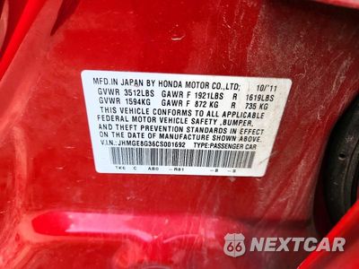 Zdjęcie 12 z 12 samochodu: 2012 HONDA FIT VIN:JHMGE8G36CS001692 - miniatura