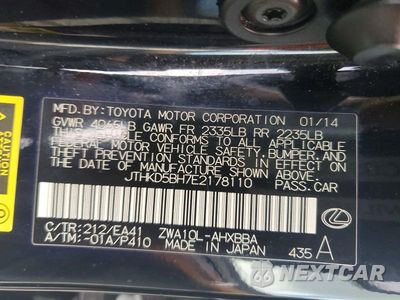 Zdjęcie 13 z 13 samochodu: 2014 LEXUS CT 200 VIN:JTHKD5BH7E2178110 - miniatura