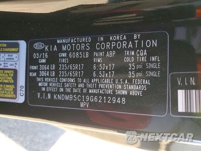 Zdjęcie 13 z 13 samochodu: 2016 KIA SEDONA LX VIN:KNDMB5C19G6212948 - miniatura