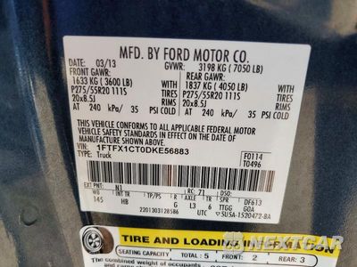 Zdjęcie 13 z 13 samochodu: 2013 FORD F150 SUPER CAB VIN:1FTFX1CT0DKE56883 - miniatura