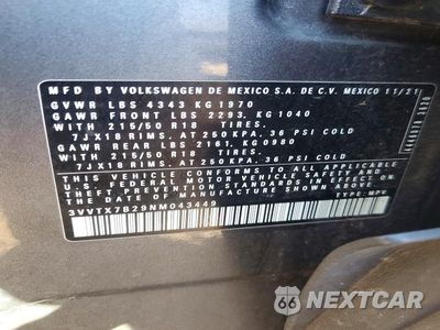Zdjęcie 14 z 14 samochodu: 2022 VOLKSWAGEN TAOS SE VIN:3VVTX7B29NM043449 - miniatura