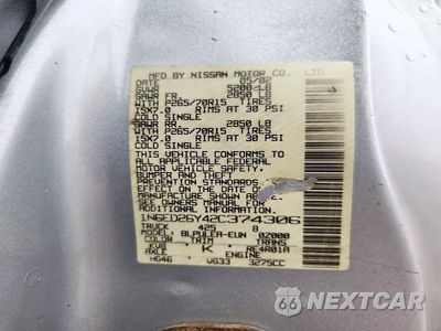 Zdjęcie 12 z 12 samochodu: 2002 NISSAN FRONTIER XE-V6 VIN:1N6ED26Y42C374306 - miniatura