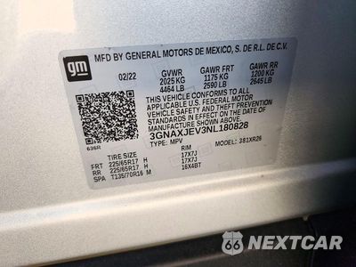Zdjęcie 12 z 12 samochodu: 2022 CHEVROLET EQUINOX LT VIN:3GNAXJEV3NL180828 - miniatura