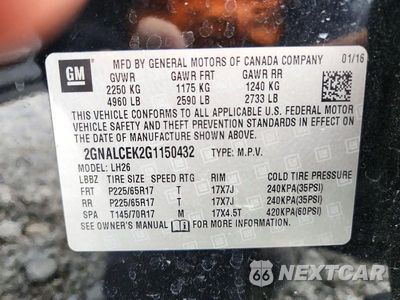 Zdjęcie 14 z 14 samochodu: 2016 CHEVROLET EQUINOX LT VIN:2GNALCEK2G1150432 - miniatura