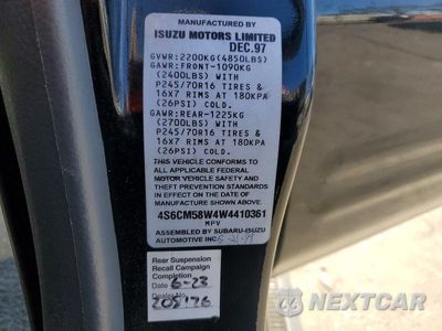 Zdjęcie 12 z 12 samochodu: 1998 HONDA PASSPORT EX VIN:4S6CM58W4W4410361 - miniatura