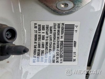 Zdjęcie 13 z 13 samochodu: 2019 HONDA CIVIC EX VIN:19XFC1F37KE206046 - miniatura