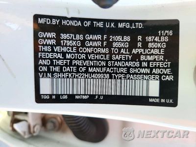 Zdjęcie 12 z 12 samochodu: 2017 HONDA CIVIC LX VIN:SHHFK7H22HU409938 - miniatura