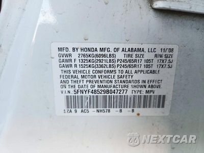 Zdjęcie 13 z 13 samochodu: 2009 HONDA PILOT EXL VIN:5FNYF48529B047277 - miniatura