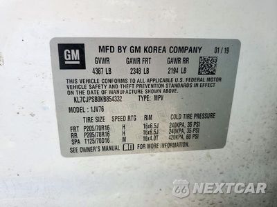 Zdjęcie 13 z 13 samochodu: 2019 CHEVROLET TRAX 1LT VIN:KL7CJPSB0KB854332 - miniatura