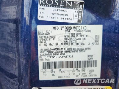 Zdjęcie 12 z 12 samochodu: 2012 FORD F150 SUPERCREW VIN:1FTFW1ET9CFA37728 - miniatura