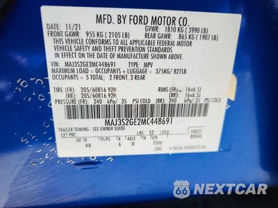 Zdjęcie 12 z 12 samochodu: 2021 FORD ECOSPORT SE VIN:MAJ3S2GE2MC448691 - miniatura