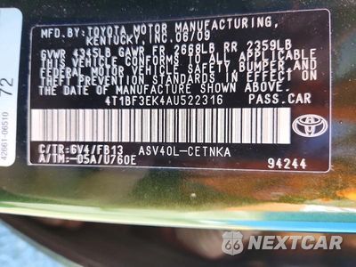 Zdjęcie 12 z 12 samochodu: 2010 TOYOTA CAMRY LE VIN:4T1BF3EK4AU522316 - miniatura
