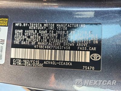 Zdjęcie 12 z 12 samochodu: 2007 TOYOTA CAMRY SE VIN:4T1BE46K77U637458 - miniatura