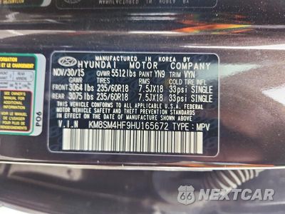 Zdjęcie 13 z 13 samochodu: 2017 HYUNDAI SANTA FE SE VIN:KM8SM4HF9HU165672 - miniatura