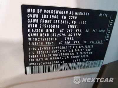 Zdjęcie 13 z 13 samochodu: 2017 VOLKSWAGEN TIGUAN S VIN:WVGBV7AX6HK000126 - miniatura
