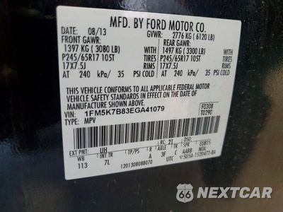 Zdjęcie 14 z 14 samochodu: 2014 FORD EXPLORER VIN:1FM5K7B83EGA41079 - miniatura