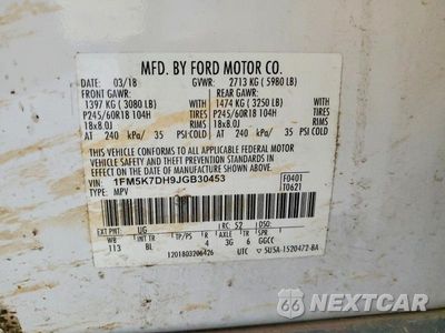 Zdjęcie 13 z 13 samochodu: 2018 FORD EXPLORER XLT VIN:1FM5K7DH9JGB30453 - miniatura
