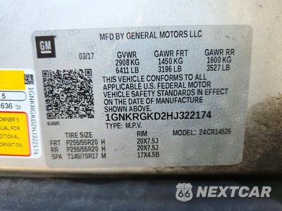 Zdjęcie 13 z 13 samochodu: 2017 CHEVROLET TRAVERSE LT VIN:1GNKRGKD2HJ322174 - miniatura
