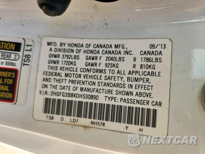 Zdjęcie 13 z 13 samochodu: 2013 HONDA CIVIC EX VIN:2HGFG3B84DH530890 - miniatura