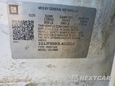 Zdjęcie 12 z 12 samochodu: 2020 CHEVROLET SONIC PREMIER VIN:1G1JF5SB3L4113316 - miniatura