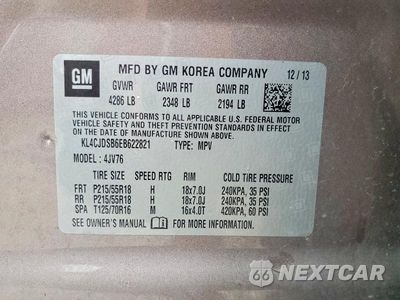 Zdjęcie 14 z 14 samochodu: 2014 BUICK ENCORE PREMIUM VIN:KL4CJDSB6EB622821 - miniatura