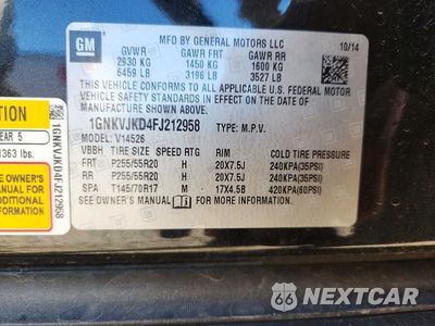 Zdjęcie 12 z 12 samochodu: 2015 CHEVROLET TRAVERSE LTZ VIN:1GNKVJKD4FJ212958 - miniatura