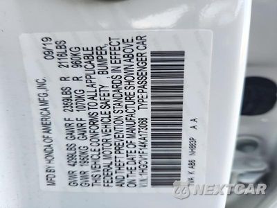 Zdjęcie 12 z 12 samochodu: 2019 HONDA ACCORD LX VIN:1HGCV1F14KA173068 - miniatura
