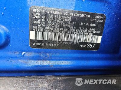 Zdjęcie 12 z 12 samochodu: 2019 MITSUBISHI OUTLANDER SPORT ES VIN:JA4AR3AU8KU010875 - miniatura