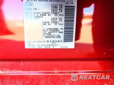 Zdjęcie 12 z 12 samochodu: 2016 NISSAN PATHFINDER PLATINUM VIN:5N1AR2MN2GC619585 - miniatura