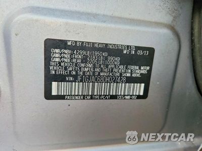 Zdjęcie 13 z 13 samochodu: 2013 SUBARU IMPREZA PREMIUM VIN:JF1GJAC68DH027428 - miniatura