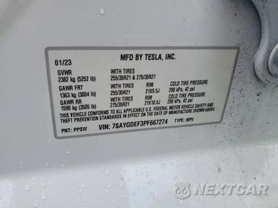 Zdjęcie 13 z 13 samochodu: 2023 TESLA MODEL Y VIN:7SAYGDEF3PF667274 - miniatura