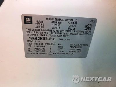 Zdjęcie 13 z 13 samochodu: 2015 CHEVROLET EQUINOX LTZ VIN:1GNALDEK4FZ142103 - miniatura