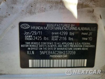 Zdjęcie 12 z 12 samochodu: 2011 HYUNDAI SONATA GLS VIN:5NPEB4AC2BH237059 - miniatura