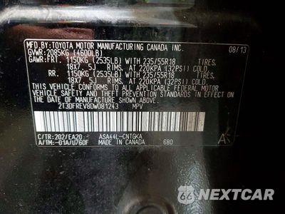 Zdjęcie 13 z 13 samochodu: 2013 TOYOTA RAV4 LIMITED VIN:2T3DFREV8DW081243 - miniatura