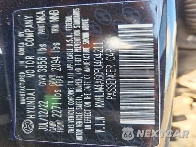 Zdjęcie 12 z 12 samochodu: 2023 HYUNDAI ELANTRA SEL VIN:KMHLM4AG0PU404211 - miniatura